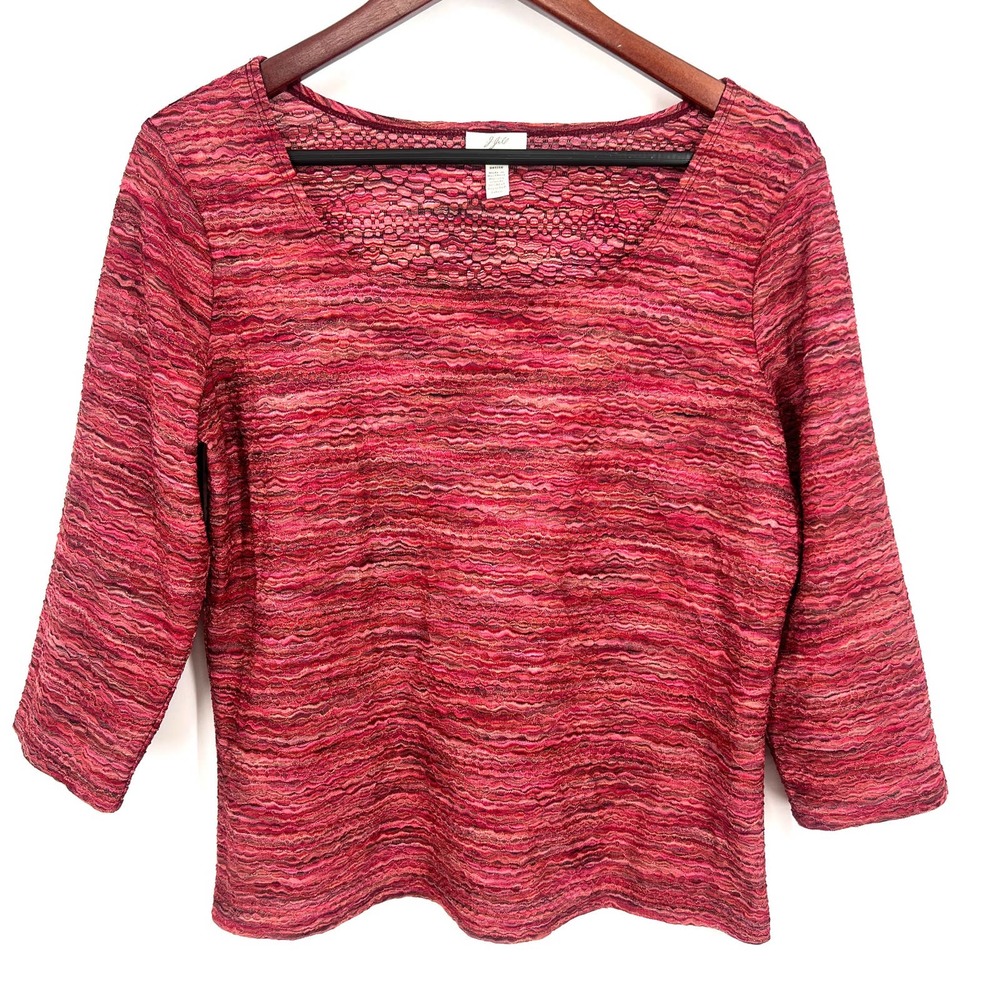 J. Jill Stretch Size Petite Medium PM Summer Artsy Blouse Shirt Top Business